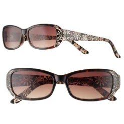 Deals My Glow Wardrobe Store 21 Nine West Rectangle Sunglasses with Floral Etching