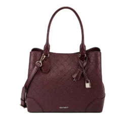 Nine West Brooklyn Jet Set Carryall Satchel Bag -Deals My Glow Wardrobe Store 3754136 Merlot Logo