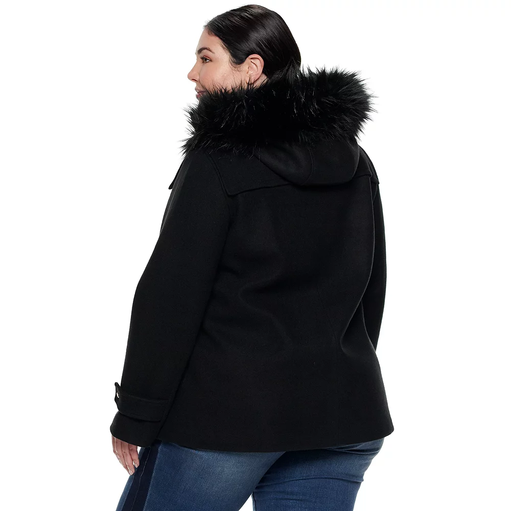 Plus Size Nine West Hooded Faux-Fur Trim Toggle Coat 4 Plus Size Nine West Hooded Faux-Fur Trim Toggle Coat - Image 2