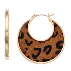 Nine West Cheetah Print Hoop Earrings