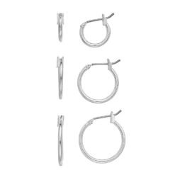 Nine West Silver Tone Hoop Earring Set