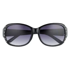 Women's Nine West 58mm Rectangle Sunglasses with Simulated Crystal & Stud Details
