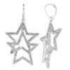 Nine West Silver Tone & Simulated Crystal Double Star Drop Earrings -Deals My Glow Wardrobe Store 4591832