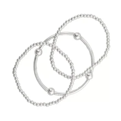 Nine West Silver Tone Beaded Stretch Bracelet Set