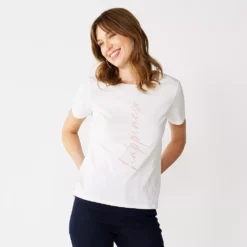 Women's Nine West Crewneck Graphic Tee -Deals My Glow Wardrobe Store 4646703 Happiness