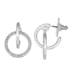 Nine West Simulated Crystal Orbital Hoop Earrings