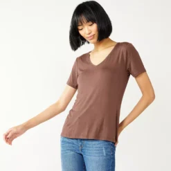 Women's Nine West Essential V-Neck Tee -Deals My Glow Wardrobe Store 4841148 Amythest Raisin