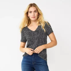 Women's Nine West Essential V-Neck Tee -Deals My Glow Wardrobe Store 4841148 Black Animal