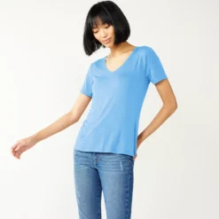 Women's Nine West Essential V-Neck Tee -Deals My Glow Wardrobe Store 4841148 Bluette