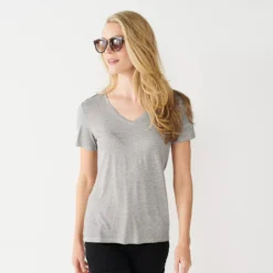 Women's Nine West Essential V-Neck Tee -Deals My Glow Wardrobe Store 4841148 Dark Ash Heather