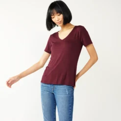 Women's Nine West Essential V-Neck Tee -Deals My Glow Wardrobe Store 4841148 Maddie Plum