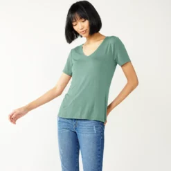 Women's Nine West Essential V-Neck Tee -Deals My Glow Wardrobe Store 4841148 Malou Green