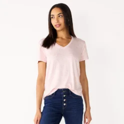 Women's Nine West Essential V-Neck Tee -Deals My Glow Wardrobe Store 4841148 Pink Scribble