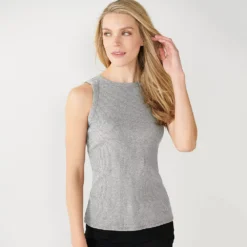 Women's Nine West Ribbed Tank -Deals My Glow Wardrobe Store 4841430 Dark Ash Heather