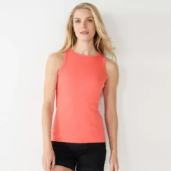 Women's Nine West Ribbed Tank -Deals My Glow Wardrobe Store 4841430 Marine Coral