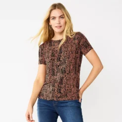 Women's Nine West Essential Crewneck Tee 140 Women's Nine West Essential Crewneck Tee -Deals My Glow Wardrobe Store 4911743 Black And Brown Dots