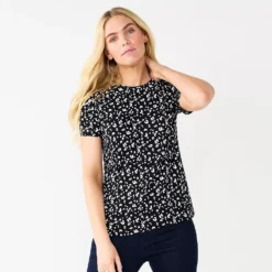 Women's Nine West Essential Crewneck Tee 131 Women's Nine West Essential Crewneck Tee -Deals My Glow Wardrobe Store 4911743 Black Animal