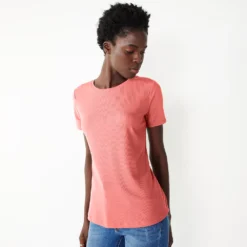 Women's Nine West Essential Crewneck Tee 168 Women's Nine West Essential Crewneck Tee -Deals My Glow Wardrobe Store 4911743 Cruz Coral Rib