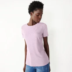 Women's Nine West Essential Crewneck Tee 127 Women's Nine West Essential Crewneck Tee -Deals My Glow Wardrobe Store 4911743 Enlighten Purple Rib