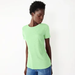 Women's Nine West Essential Crewneck Tee 167 Women's Nine West Essential Crewneck Tee -Deals My Glow Wardrobe Store 4911743 Glowlight Green Rib