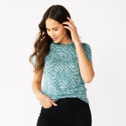 Women's Nine West Essential Crewneck Tee 176 Women's Nine West Essential Crewneck Tee -Deals My Glow Wardrobe Store 4911743 Huxley Blue Zebra