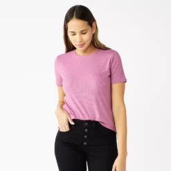 Women's Nine West Essential Crewneck Tee 170 Women's Nine West Essential Crewneck Tee -Deals My Glow Wardrobe Store 4911743 Lavender Mauve Rib