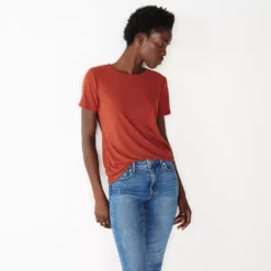Women's Nine West Essential Crewneck Tee 104 Women's Nine West Essential Crewneck Tee -Deals My Glow Wardrobe Store 4911743 Marsala Rib