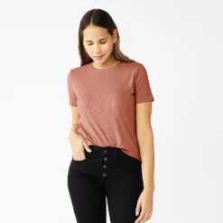 Women's Nine West Essential Crewneck Tee 113 Women's Nine West Essential Crewneck Tee -Deals My Glow Wardrobe Store 4911743 Mauve Jewel Rib