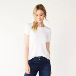Women's Nine West Essential Crewneck Tee 94 Women's Nine West Essential Crewneck Tee -Deals My Glow Wardrobe Store 4911743 Modern White