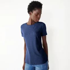 Women's Nine West Essential Crewneck Tee 158 Women's Nine West Essential Crewneck Tee -Deals My Glow Wardrobe Store 4911743 Navy Rib