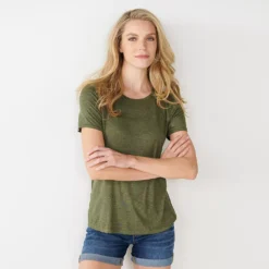 Women's Nine West Essential Crewneck Tee 98 Women's Nine West Essential Crewneck Tee -Deals My Glow Wardrobe Store 4911743 Olive Sage Heather