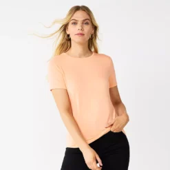 Women's Nine West Essential Crewneck Tee 141 Women's Nine West Essential Crewneck Tee -Deals My Glow Wardrobe Store 4911743 Peach Punch