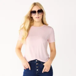 Women's Nine West Essential Crewneck Tee 136 Women's Nine West Essential Crewneck Tee -Deals My Glow Wardrobe Store 4911743 Pink Cobble Dot