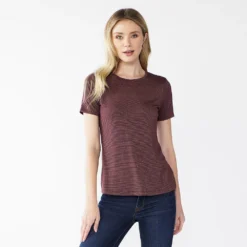 Women's Nine West Essential Crewneck Tee 107 Women's Nine West Essential Crewneck Tee -Deals My Glow Wardrobe Store 4911743 Plum Gold Lurex
