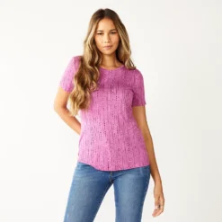 Women's Nine West Essential Crewneck Tee 119 Women's Nine West Essential Crewneck Tee -Deals My Glow Wardrobe Store 4911743 Purple Multi Dot