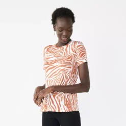 Women's Nine West Essential Crewneck Tee 172 Women's Nine West Essential Crewneck Tee -Deals My Glow Wardrobe Store 4911743 Summer Zebra