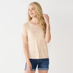 Women's Nine West Essential Crewneck Tee 159 Women's Nine West Essential Crewneck Tee -Deals My Glow Wardrobe Store 4911743 Tan Cheetah