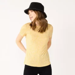 Women's Nine West Essential Crewneck Tee 121 Women's Nine West Essential Crewneck Tee -Deals My Glow Wardrobe Store 4911743 Yellow Palms