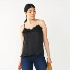 Women's Nine West Lace Trim Cami -Deals My Glow Wardrobe Store 4944769 Black