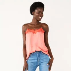 Women's Nine West Lace Trim Cami -Deals My Glow Wardrobe Store 4944769 Cruz Coral