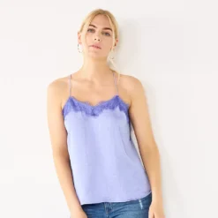 Women's Nine West Lace Trim Cami -Deals My Glow Wardrobe Store 4944769 Kelly Lavender