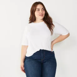 Plus Size Nine West Essential Elbow Sleeve Top -Deals My Glow Wardrobe Store 4950998 New White