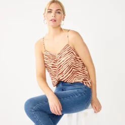 Women's Nine West V-Neck Layering Camisole -Deals My Glow Wardrobe Store 4951519 Brown Zebra