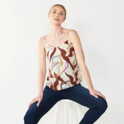 Women's Nine West V-Neck Layering Camisole -Deals My Glow Wardrobe Store 4951519 Halo Zebra