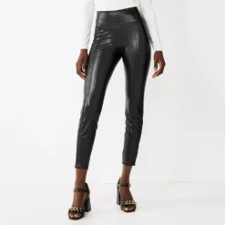 Women's Nine West Seamed Tummy-Control Ponte Leggings -Deals My Glow Wardrobe Store 4952203 Black Faux Leather