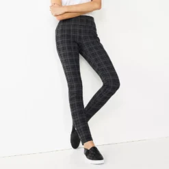 Women's Nine West Seamed Tummy-Control Ponte Leggings -Deals My Glow Wardrobe Store 4952203 Gray Plaid
