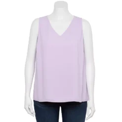 Plus Size Nine West Essential V-Neck Tank -Deals My Glow Wardrobe Store 4952917 Enlighten Purple