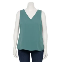 Plus Size Nine West Essential V-Neck Tank -Deals My Glow Wardrobe Store 4952917 Huxley Blue
