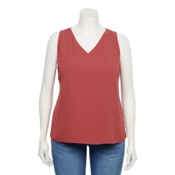 Plus Size Nine West Essential V-Neck Tank -Deals My Glow Wardrobe Store 4952917 Mauve Heirloom