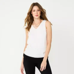Petite Nine West V-Neck Tank -Deals My Glow Wardrobe Store 4957403 Ivory Tusk